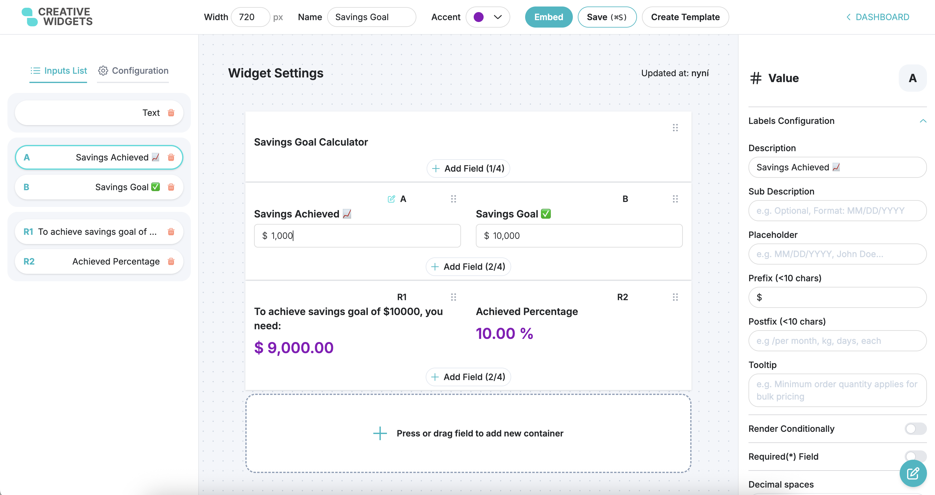 Calculator building screenshot
