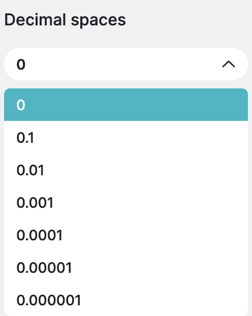 Decimal spaces setting