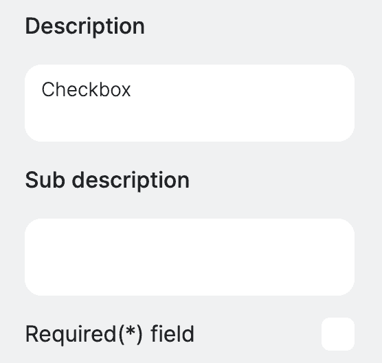 Checkbox and radio description setting