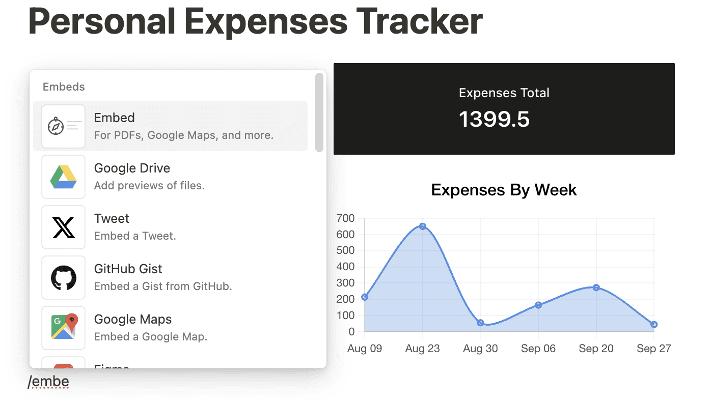 Embedding calculator in Notion - Step 1