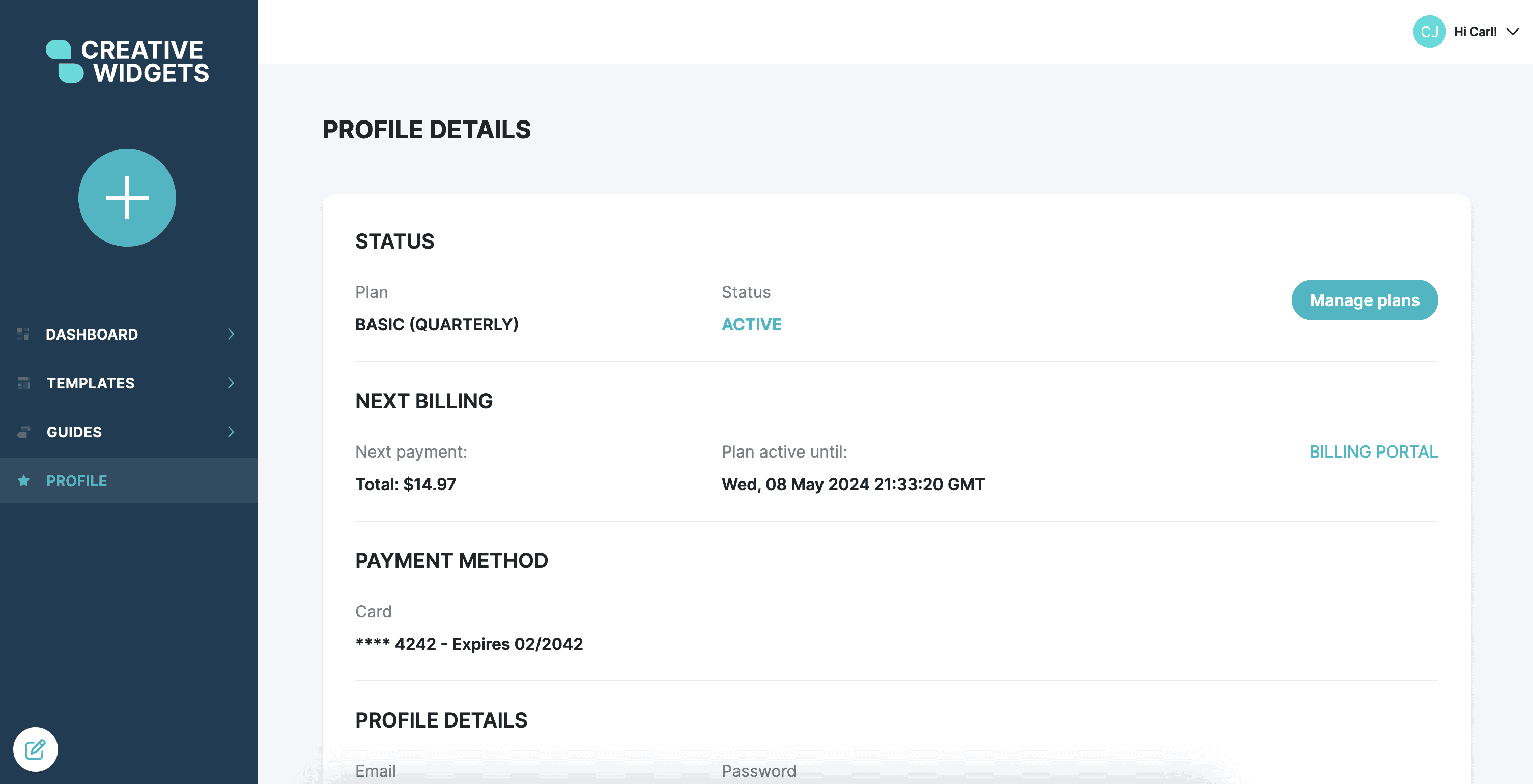 Profile screenshot