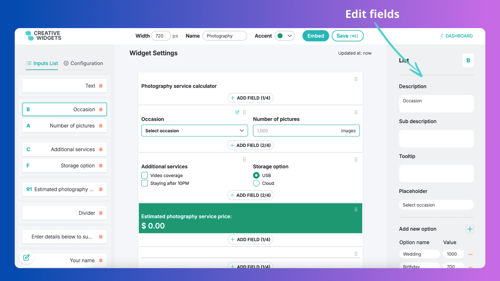 settings sidebar