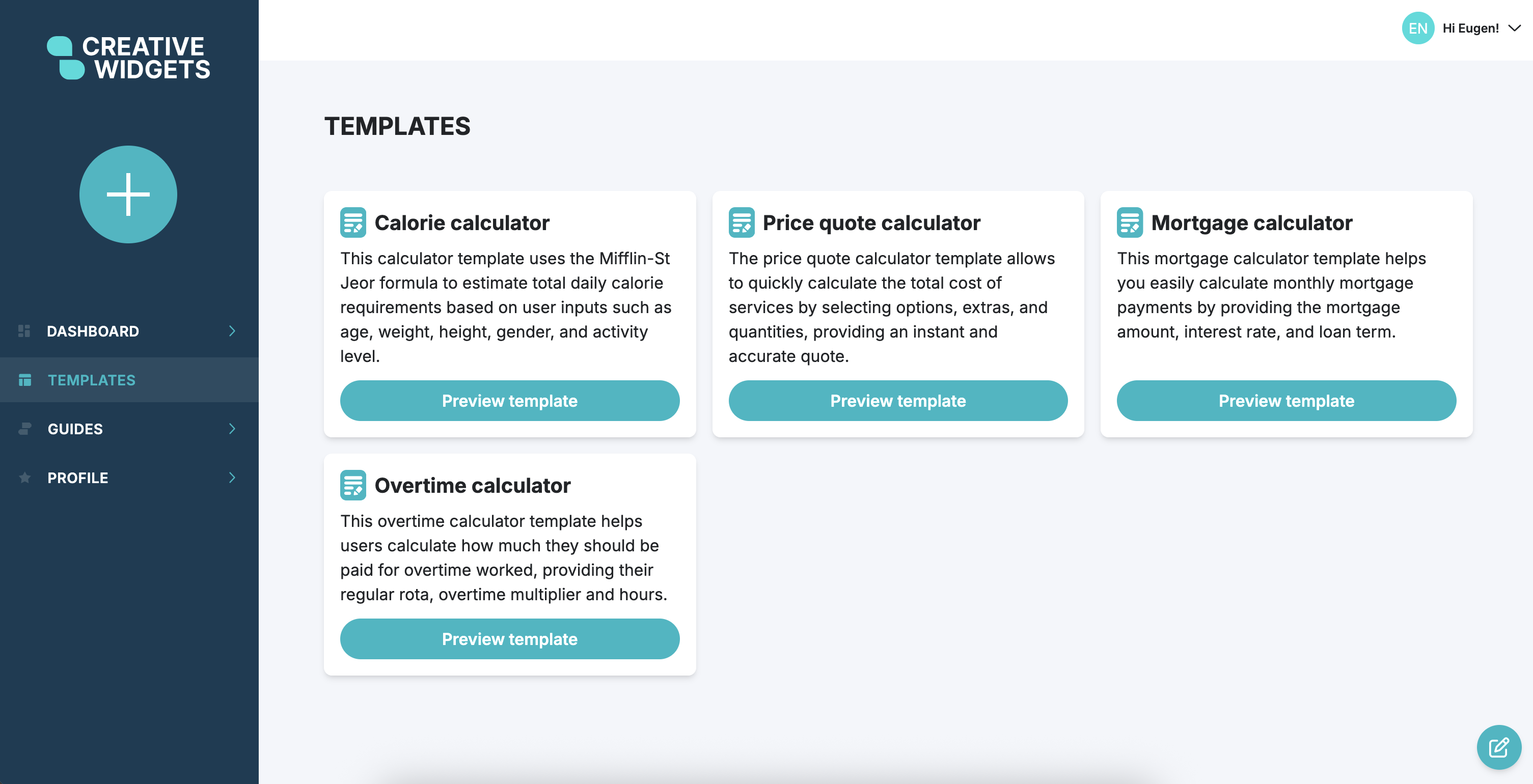 Template page preview
