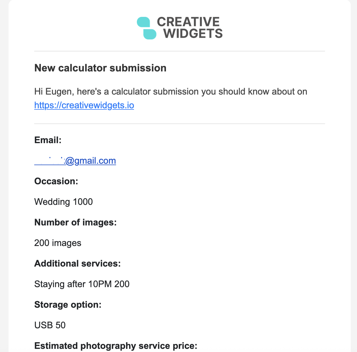 Calculator lead capture form generating qualified prospects