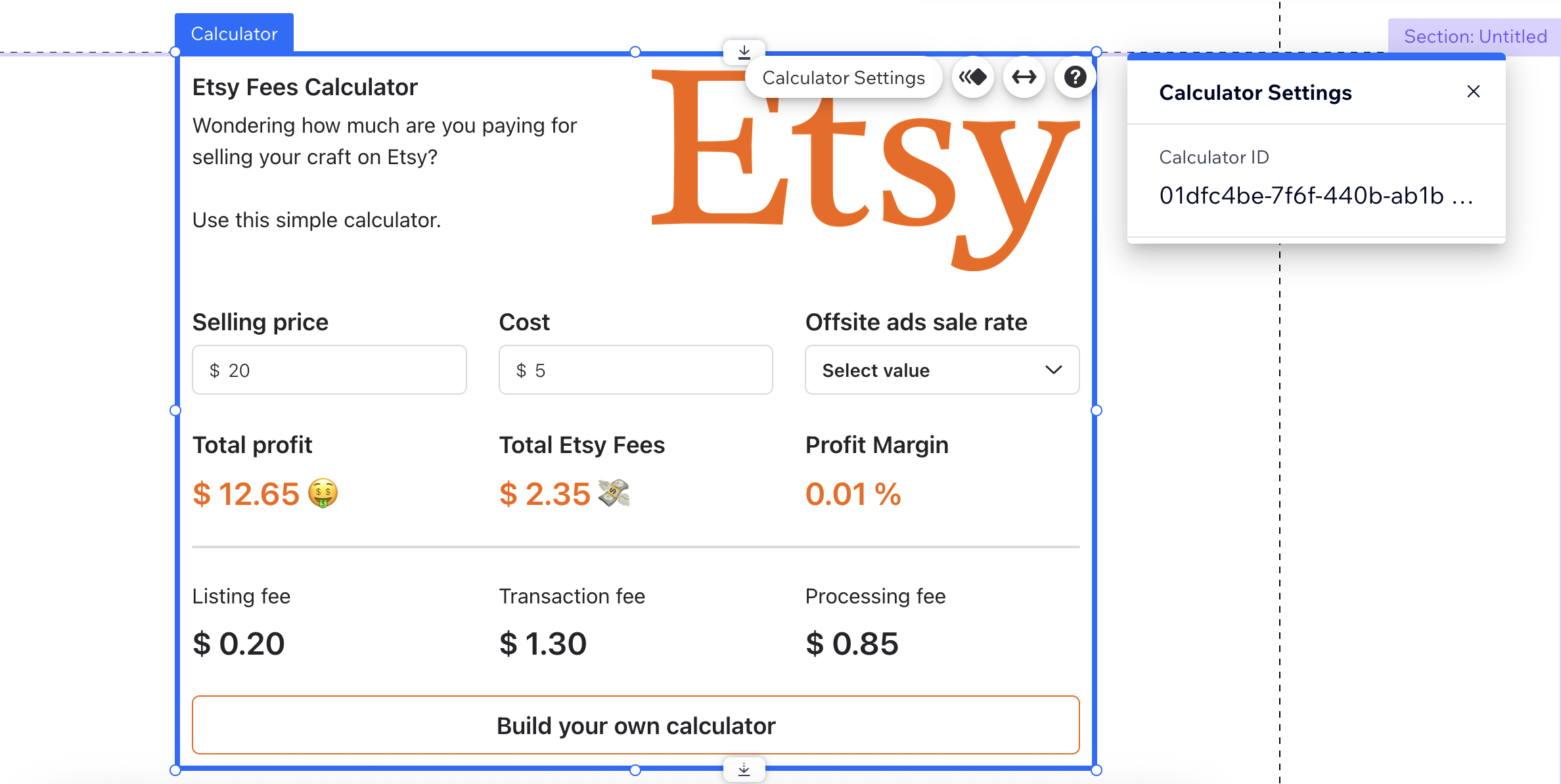 Native Wix app to embed calculator